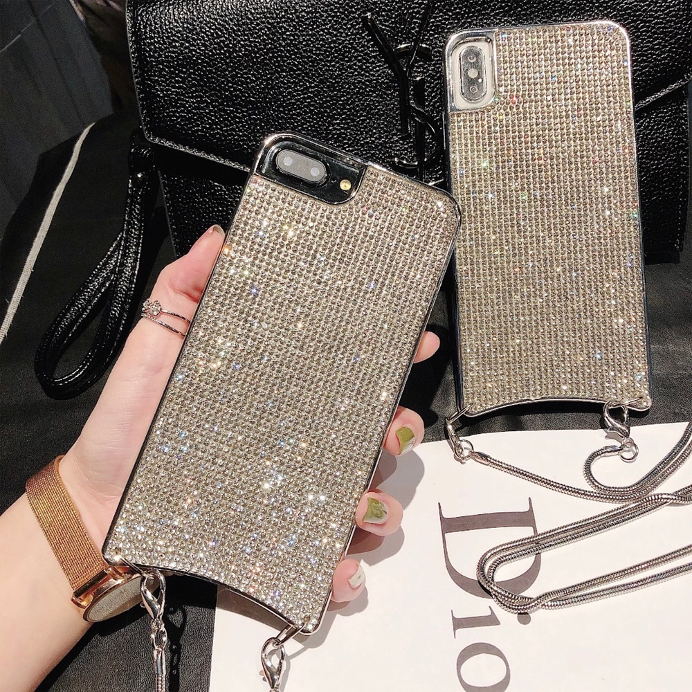 Studded Rhinestone Sparkle Crossbody iPhone Case